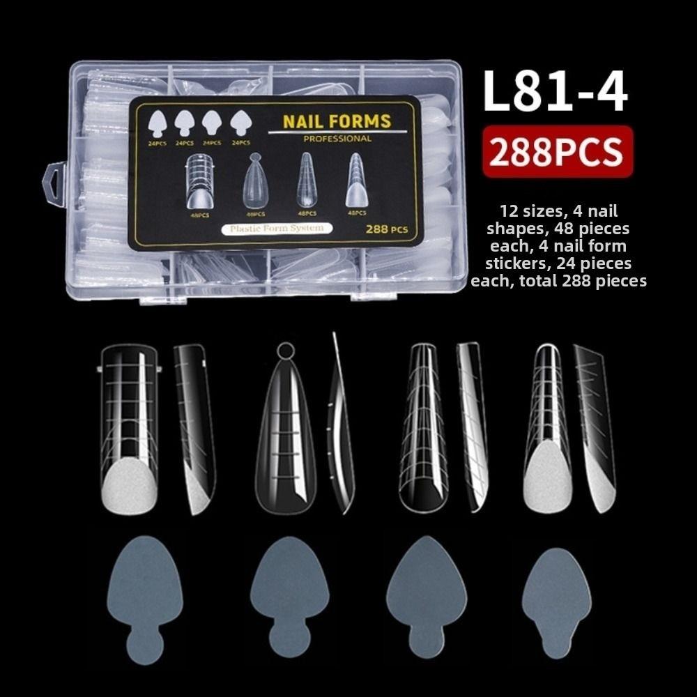 Mixed 12 Types Nail Tips Sets Clear Forms Ultra-Thin French Nail Molds Acrylic Pointed/Trapezoidal Nails False Nails