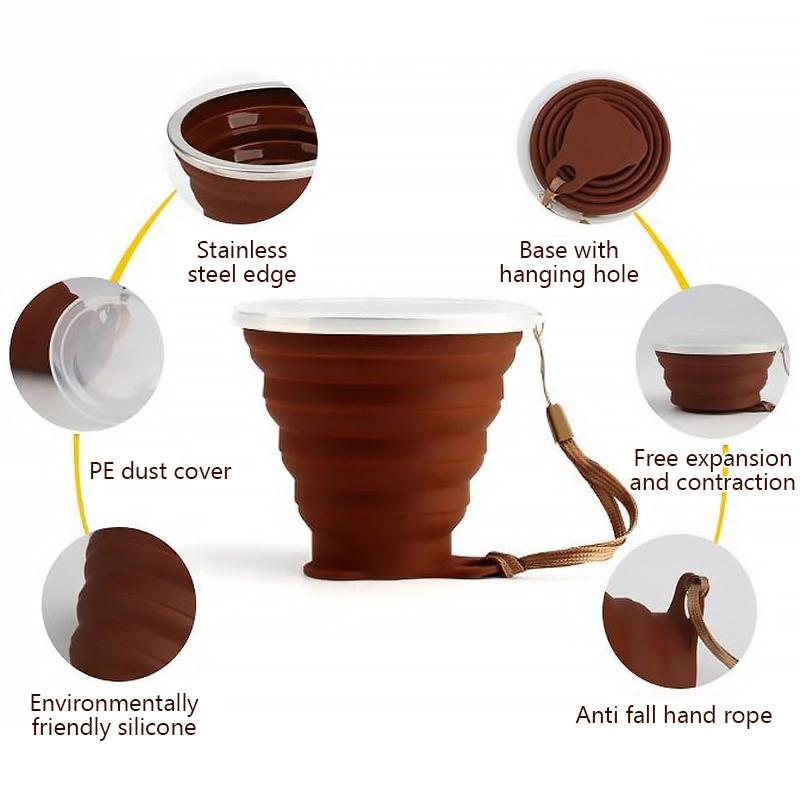 180Ml Folding Cup Food Grade Retractable Silicone Folding Cup Portable Portable Cup Outdoor Leisure Can Carry Coffee Cups