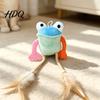 Durable Woven Rope Cat Toy Plush Frog Toy Interactive Kitten with Bell And Feathers Bite Resistant Pet Toys Long Leg Frog Chew for Indoor