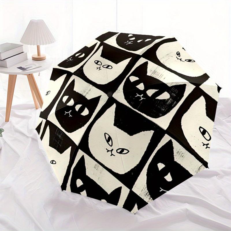 1pc Cat Pattern Automatic Open/Close Umbrella with One Touch Button,, Windproof Design   Lightweight Portable Umbrella for Women & Men6136