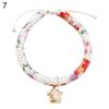 Pet Dog Cat Puppy Adjustable Cotton Linen Flower Print Bell Collar, Soft Necklace Neck Collar for Small Dog Cat Rabbit