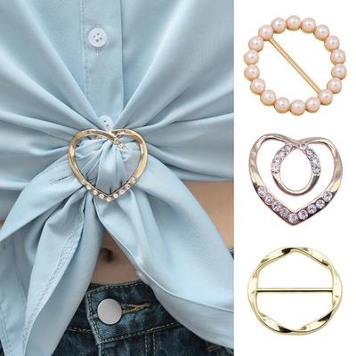 Lot de 6 boutons noués en forme de cœur, ronds, en fausses perles et strass, pour vêtements, écharpes, cravates, t-shirts