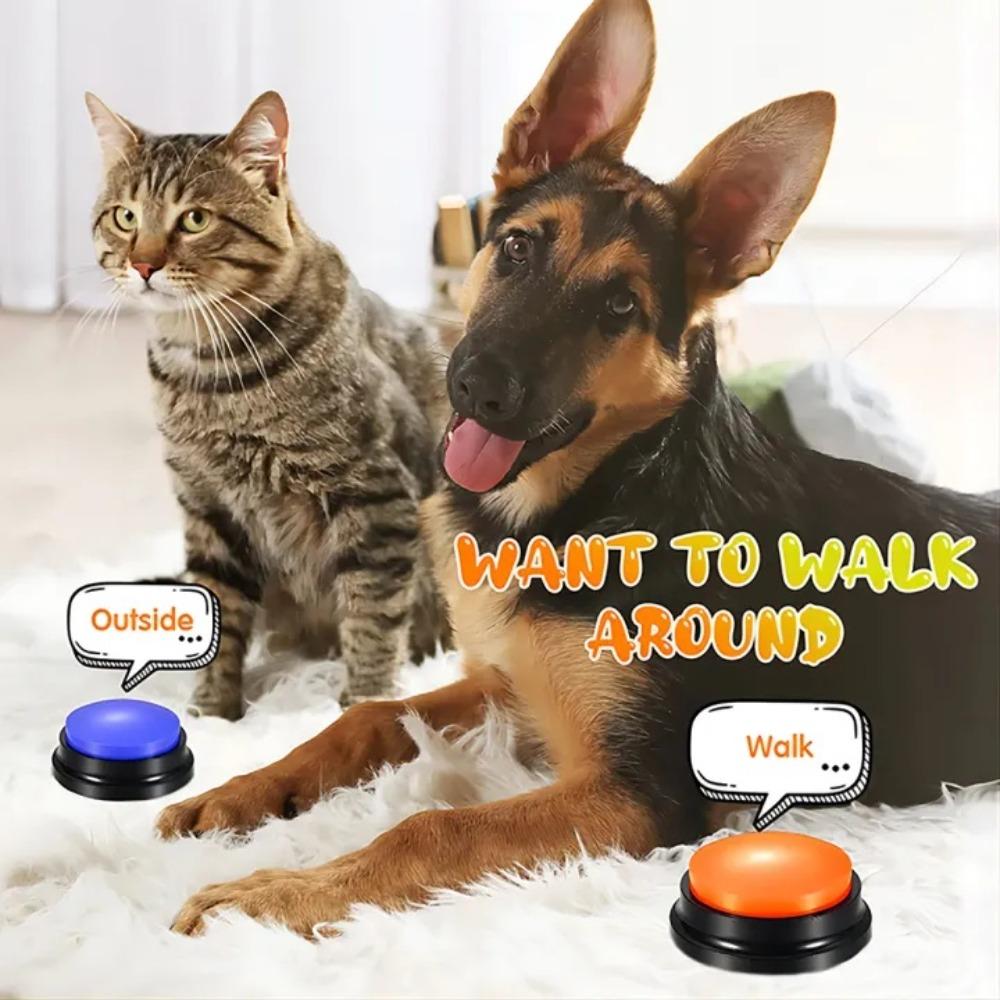 Dog Toy Recordable Button Pet Voice Press Bell Training Speaking Toy Teach Dog Talk Study Training Voice Communication Commands