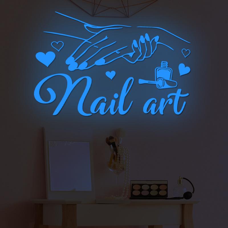 Wall Decal Beauty Salon Manicure Nail Salon Wall Art Sticker Background Wall Luminous Sticker Home Decor Stickers Self-Adhesive