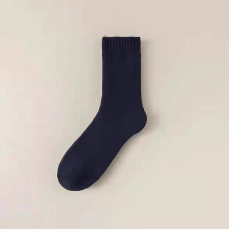 

Мужские осенне-зимние утолщенные кашемировые носки-петли, флисовые теплые носки до середины икры, зимние холодостойкие флисовые длинные носки 1 pair темно-синий