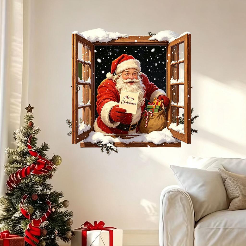 Christmas Santa Self-adhesive Wall Sticker Decorative Picture for Bedroom To Enhance Festive Atmosphere on The Wall