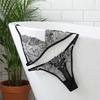 Thin Belt Thong Sheer Flower Thong Bra Set Embroidery Underwear for Women  Romantic Night