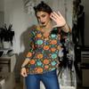 Women's Casual Fashion Sexy Comfortable V-Neck Halloween Seven Sleeve Top