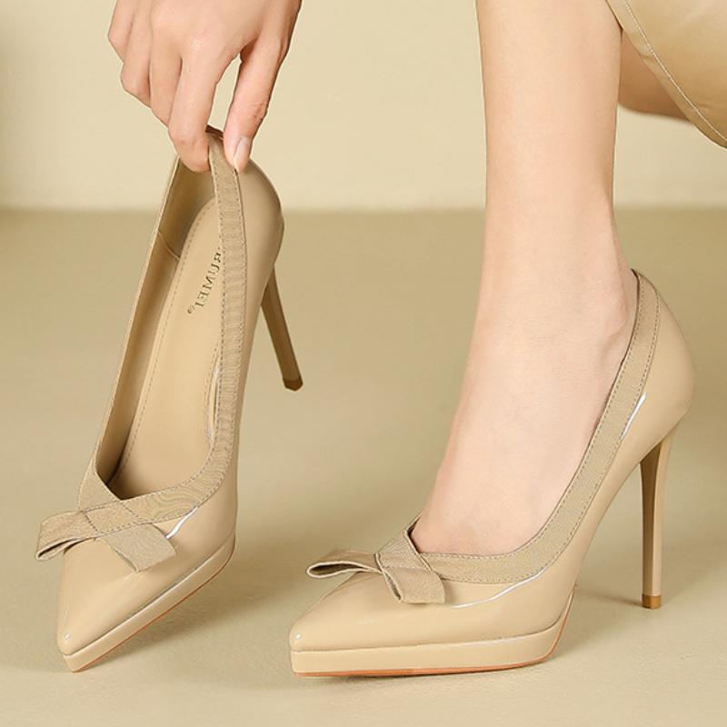 Fashion 2025 New Spring Butterfly Knot Ladies Pumps Pointed Toe Sexy Thin High Heels Fashion Shallow Pumps Stiletto Party Office Shoes