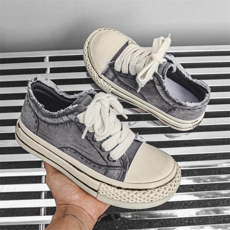 Man Canvas Shoes Autumn 2025 Fashion Blue Graffiti Men's Vulcanize Shoes Comfortable Platform Canvas Sneakers Men Zapatillas