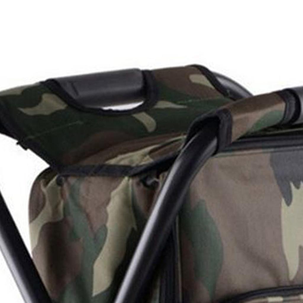 Rucksack Kühler Stuhl Leicht Großes Fassungsvermögen Faltbarer Campinghocker für Reise Strand Wandern Picknick Camouflage