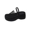 Retro Mesh Hollowed-out Bag Head Cool Slippers Women's Summer Wear Thick-soled Wedge Heels High Heels Vacation Word with Cool Slippers