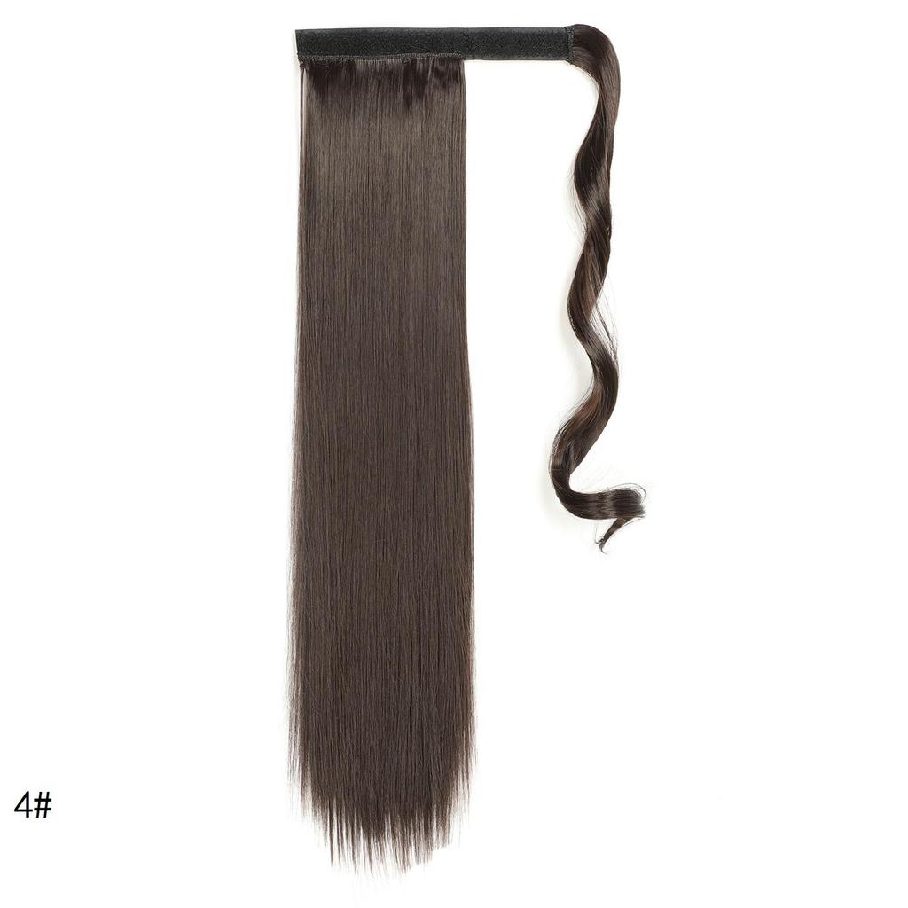 Synthetic Straight Ponytail Hair Extension With Velcro Wrap Design, 60cm Long Sleek Wrap Around Ponytail For Women Girls