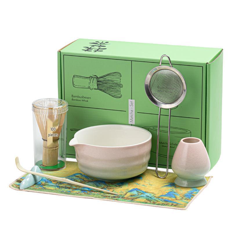 Japanese Ceramic Matcha Bowl & Bamboo Whisk Tea Set - Song Dynasty Tea Ceremony Gift Box