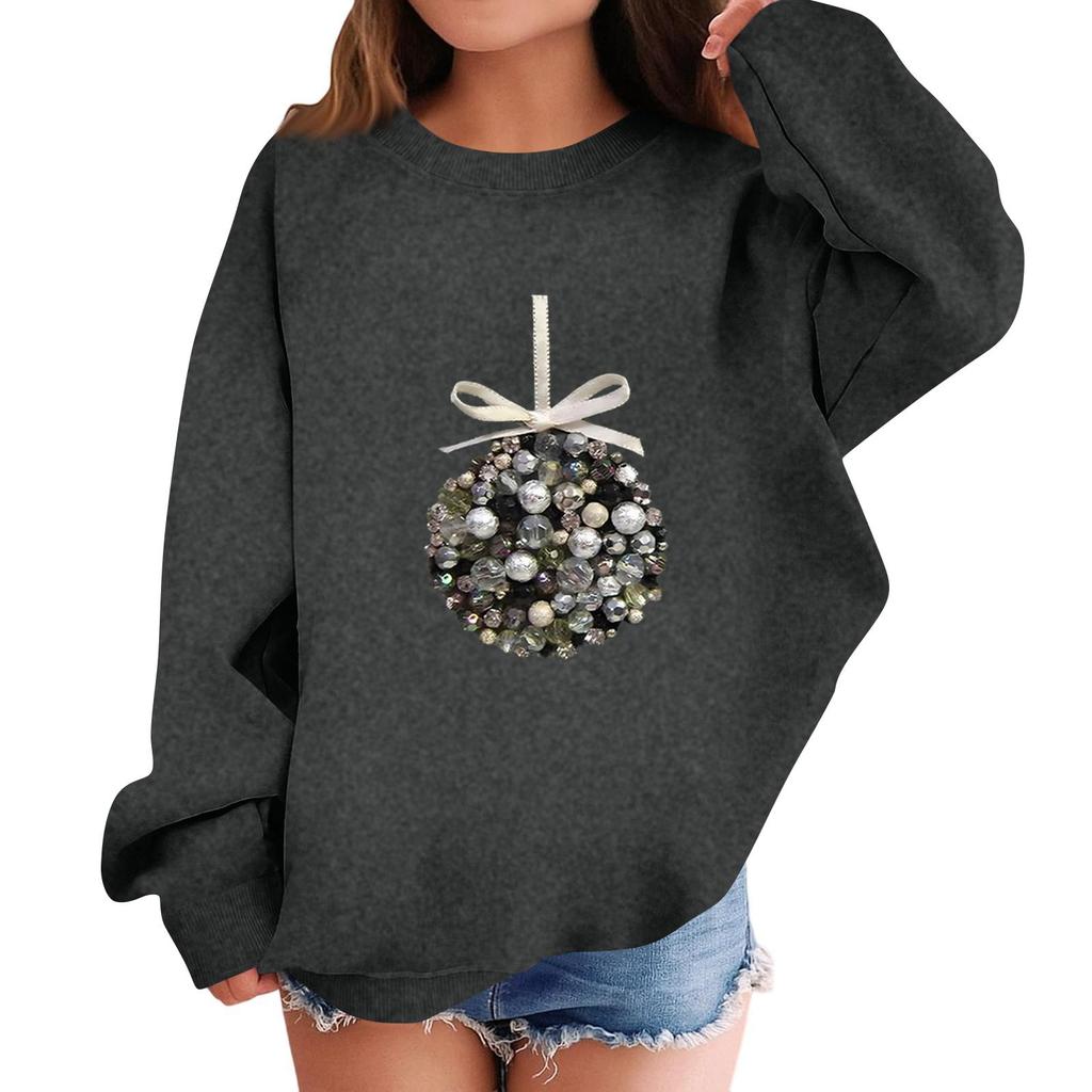 Children's Fashionable Casual Long-sleeved Loose Christmas Print Pullover Sweatshirt