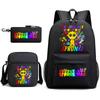 Rhythm Box Cartoon Large Capacity Starry Sky Student School Bag Sprunki Youth Backpack Three-piece Set D