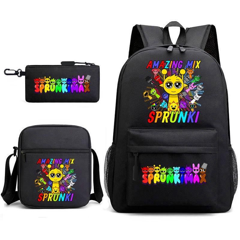 Rhythm Box Cartoon Large Capacity Starry Sky Student School Bag Sprunki Youth Backpack Three-piece Set D