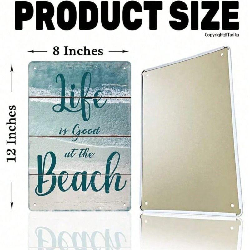 Metal Wall Art Retro Beach 8x12 Inch Vintage Tin Sign for Home Kitchen Bar Cafe