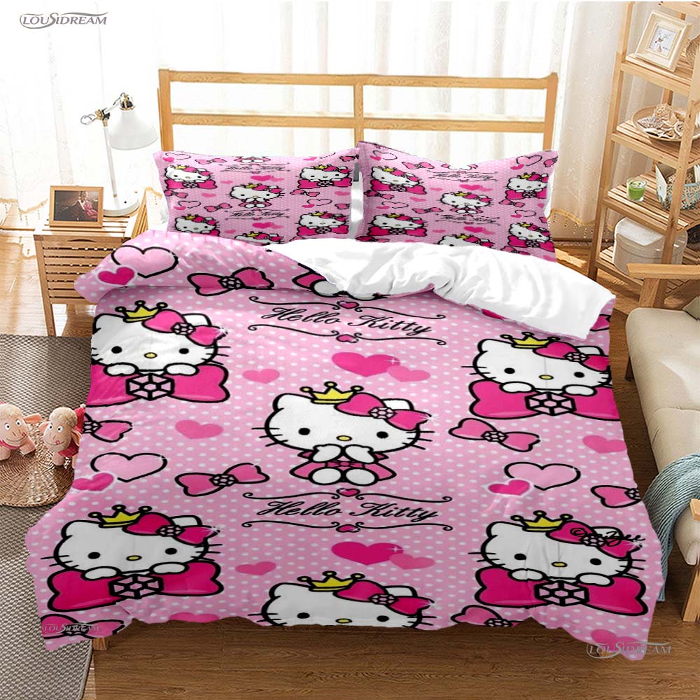 Hellokitty Cartoon Anime All Season Duvet Cover Comforter Bedding Sets Soft Quilt Cover And Pillowcases Single/Double/Queen/King