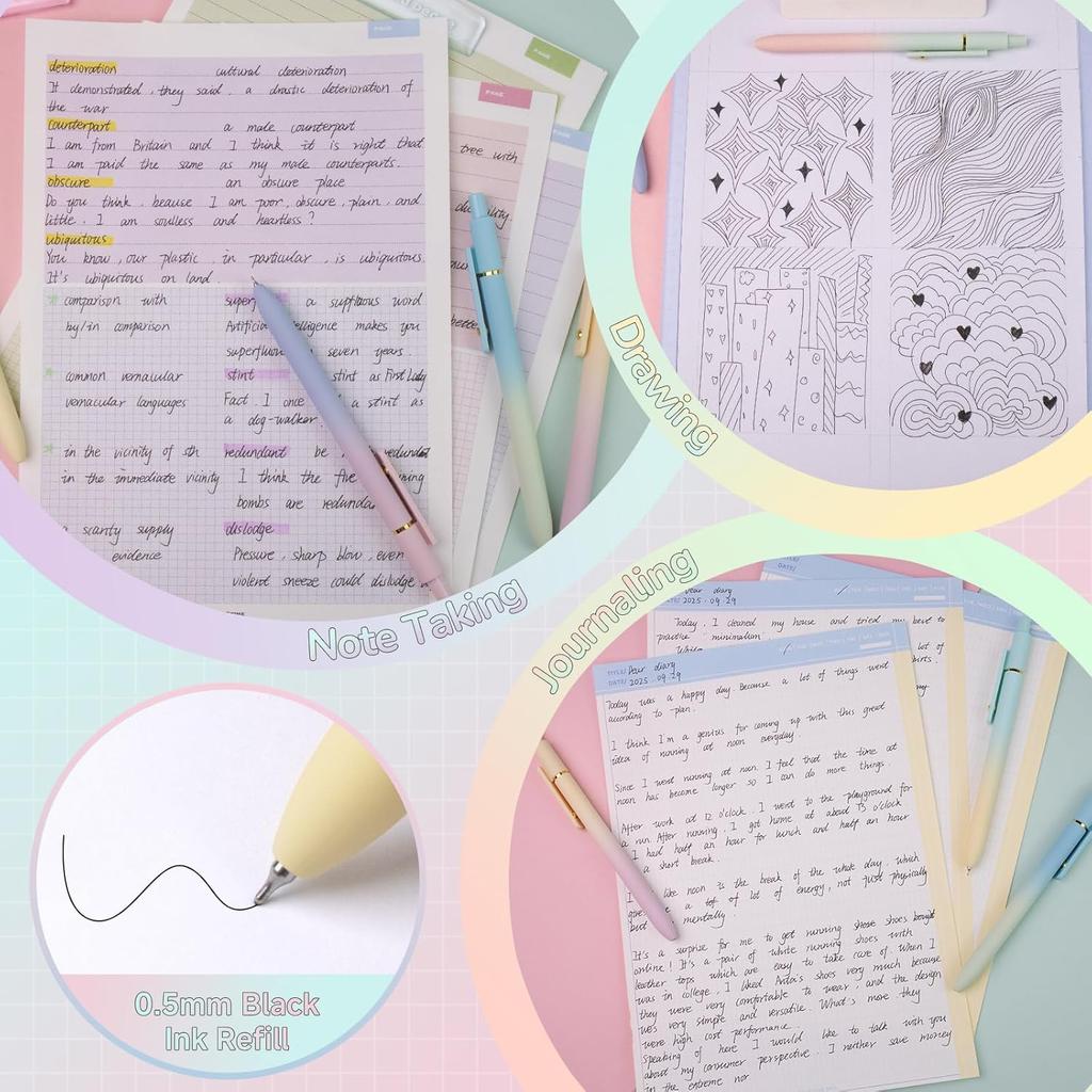 12 Pack gradient color 0.5mm fine head smooth writing gel pen student office hand account notes general pen
