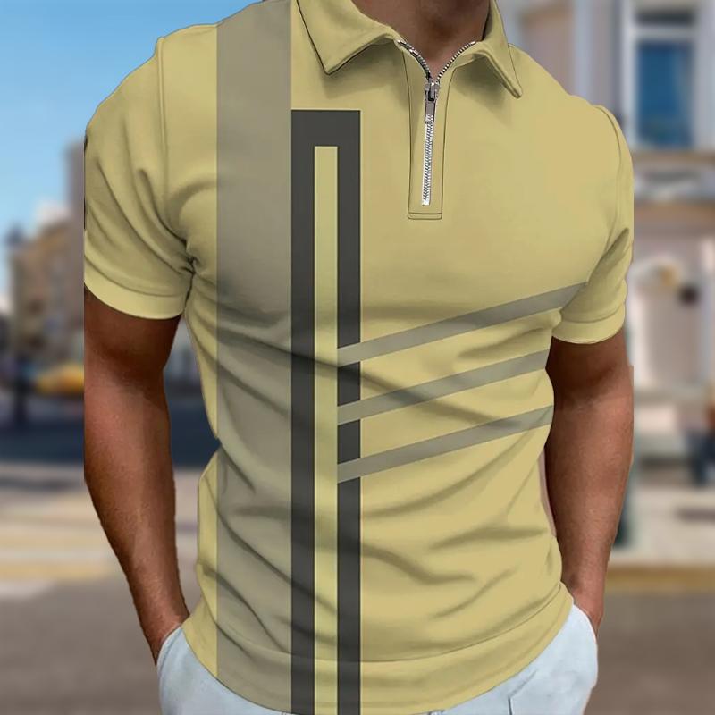 

Мужская рубашка поло повседневная на молнии с коротким рукавом модная повседневная на молнии лето весна стандартный крой геометрические узоры 3D принт рубашка 8XL