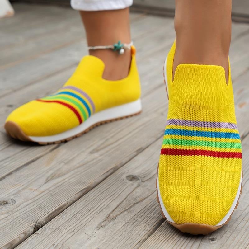 Large-size Fly-woven Single Shoes, Casual Flat-soled Sports Shoes, Comfortable and Lightweight, Foreign Trade Lazy One-pedal Single Shoes
