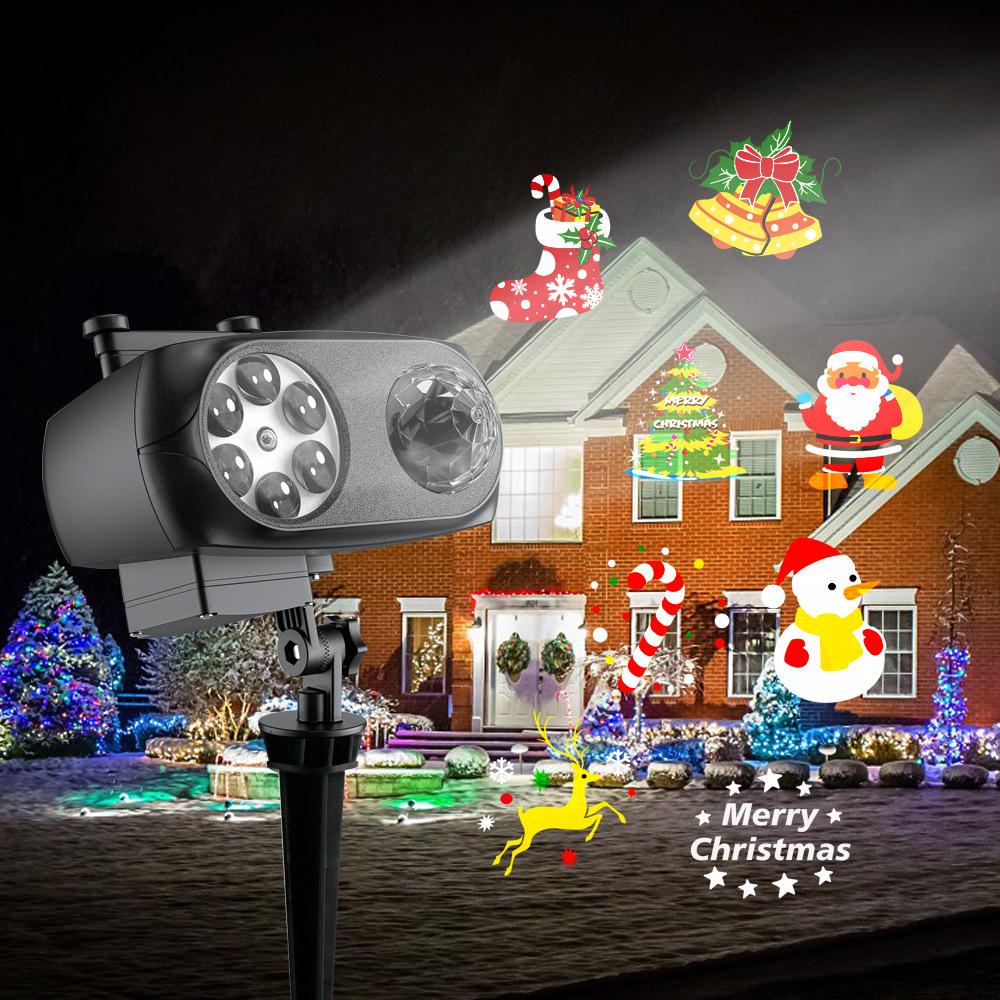 Świąteczny Projektor Światła Halloweenowego Zewnętrzny Wodoodporny Lampa Śnieżynka 3D Fala Oceaniczna Wbijana Karta z 8 Wzorami na Imprezę Świąteczną Ogród Podwórko Dekoracja Świąteczna