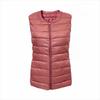 Women's Round Neck Sleeveless Lightweight Down Vest Plus Size Zip Up Puffer Gilet Warm Inner Wear Waistcoat For Autumn Winter