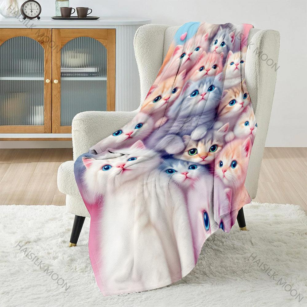 Multi-Sizes A Group of Cats Pink Blanket Warm Soft for Sofa Bed Home Travel Camping Blanket All Seasons Holiday Gifts