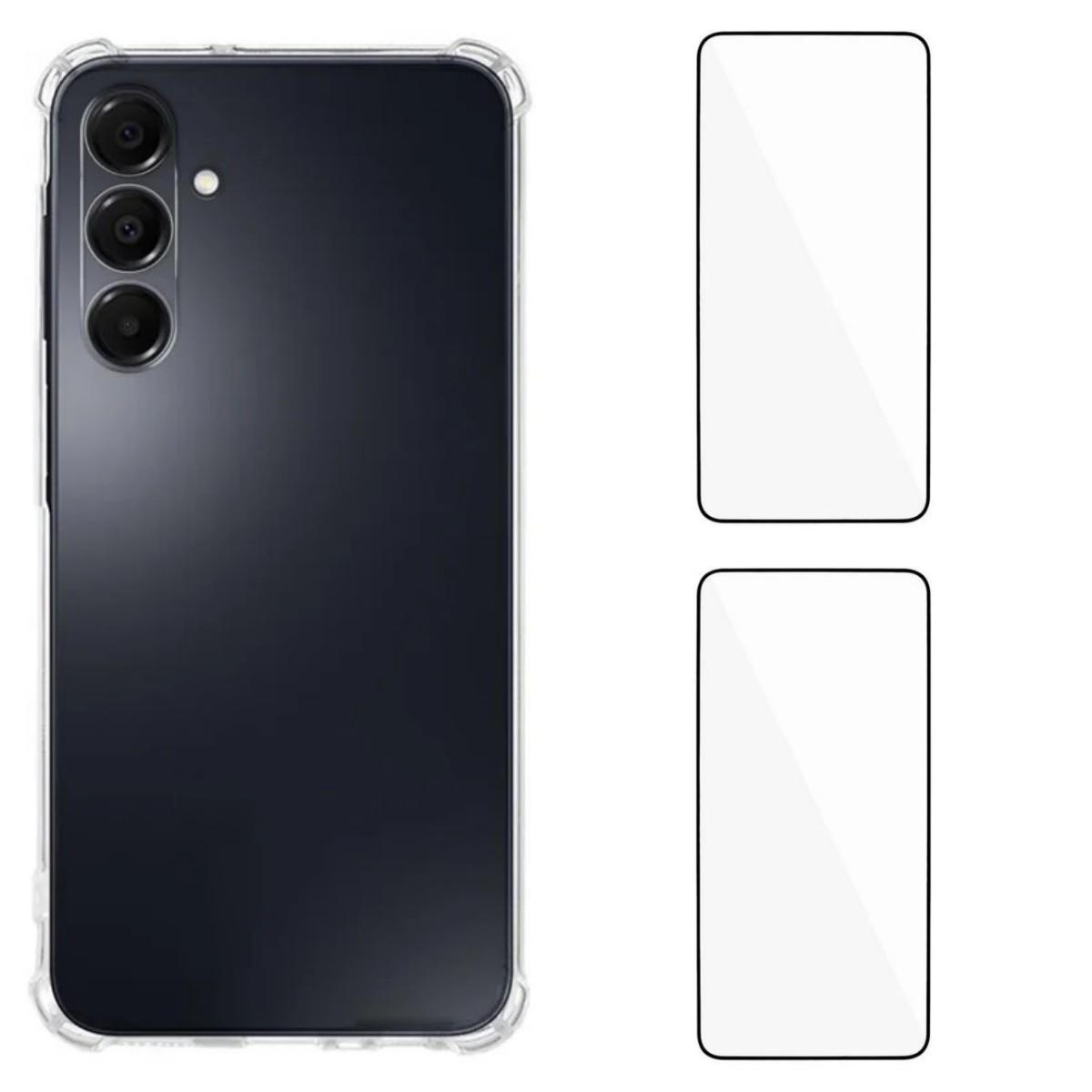 

For Samsung Galaxy A16 4G/Galaxy A16 5G TPU Case WANLONFENG WL3 Series 1.5mm Phone Cover with 2Pcs Tempered Glass Films Transparent