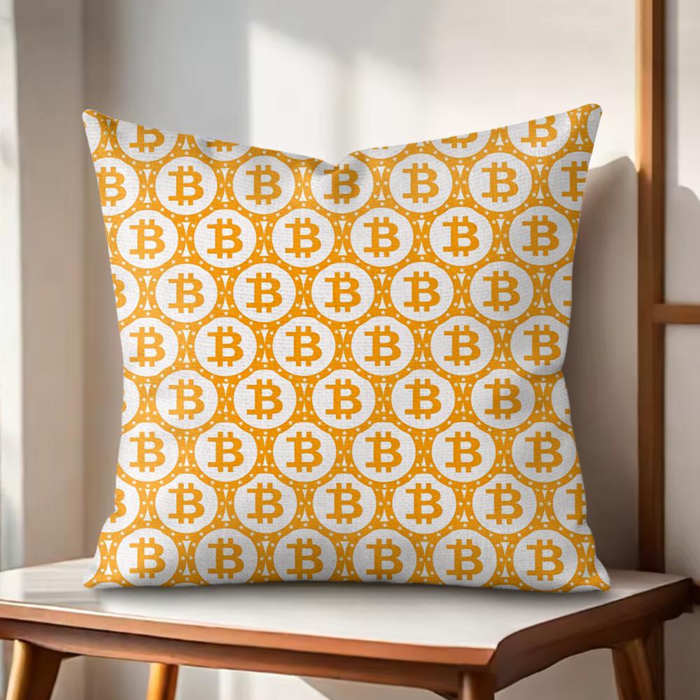 

Classic BBitcoin Cushion Cover Natural Linen Organic Fabric DoubleSided Printing Couch Pillow Covers Home Decor 30x30cm