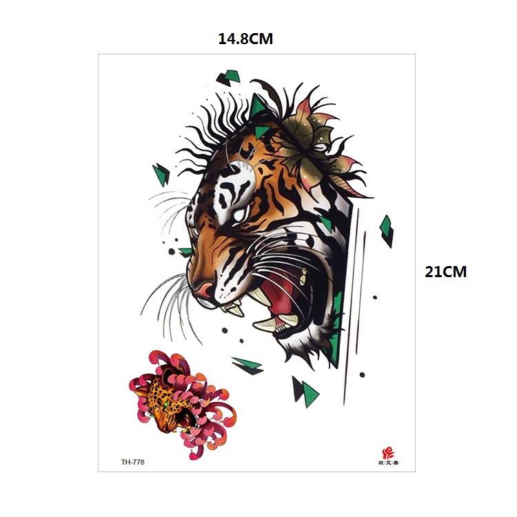 Vzor zvířete tygr vlk květina paže polovina paže vodní transfer vodotětná tetovací samolepka simulační tetování