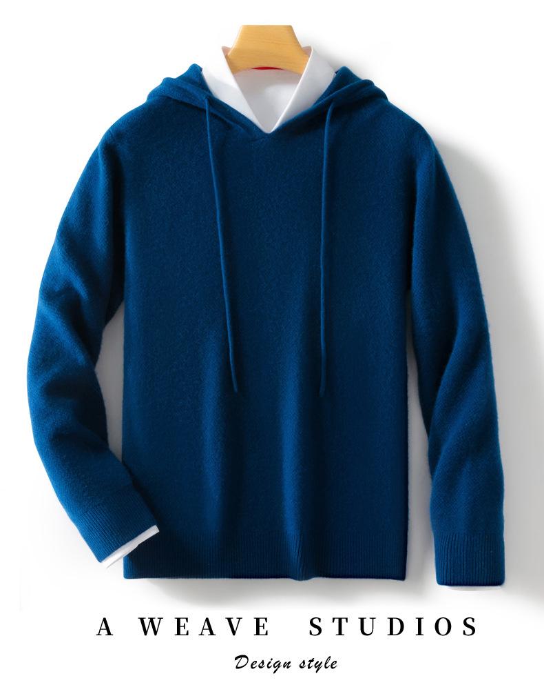 Men's Pure Wool Hoodie: 2024 Autumn/Winter Casual Knitwear Sweater with Hood