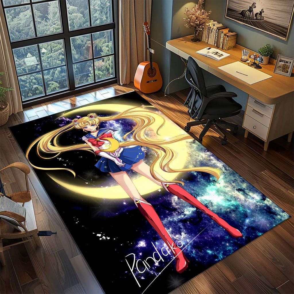 Sailor Moon Anime Teppich Großer Teppich Rutschfeste Waschbare Fußmatte Gamer Zimmer Schlafzimmer Heimdekoration -QJY