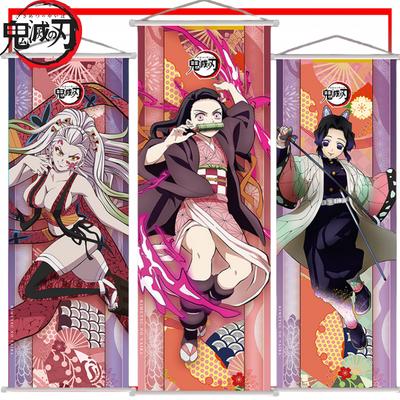 Neuer Demon Slayer Hängerollen-Lang-Cartoon-Kamado-Nezuko-Poster-Wandschmuck-Feiertagsgeschenke-Anime-Merchandise