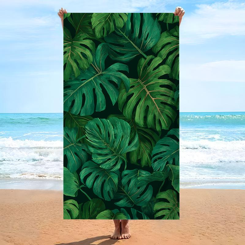 

Tropical Monstera Leaf Realistic Split Leaves Beach Towel, Soft Quick Dry for Pool Spa Travel Home W40*H60(CM)