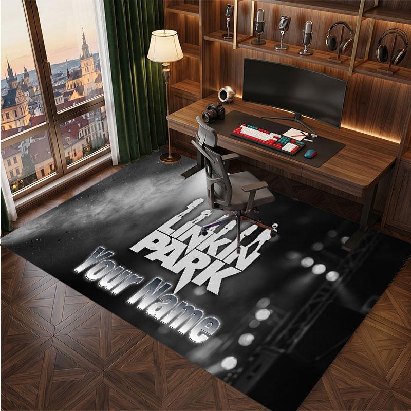 Linkin Park Personalized Crystal Velvet Carpet, Customized Name Text Soft Anti‑Slip Rug for Living Room Bedroom