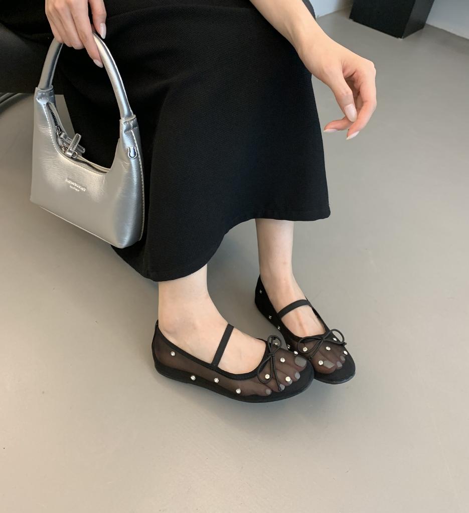 Women Flat Bows Single Shoes Summer New Fashion Shallow Ladies Elegant Ballerinas Shoes Soft Flat Outdoor Casual Mary Jane Shoes