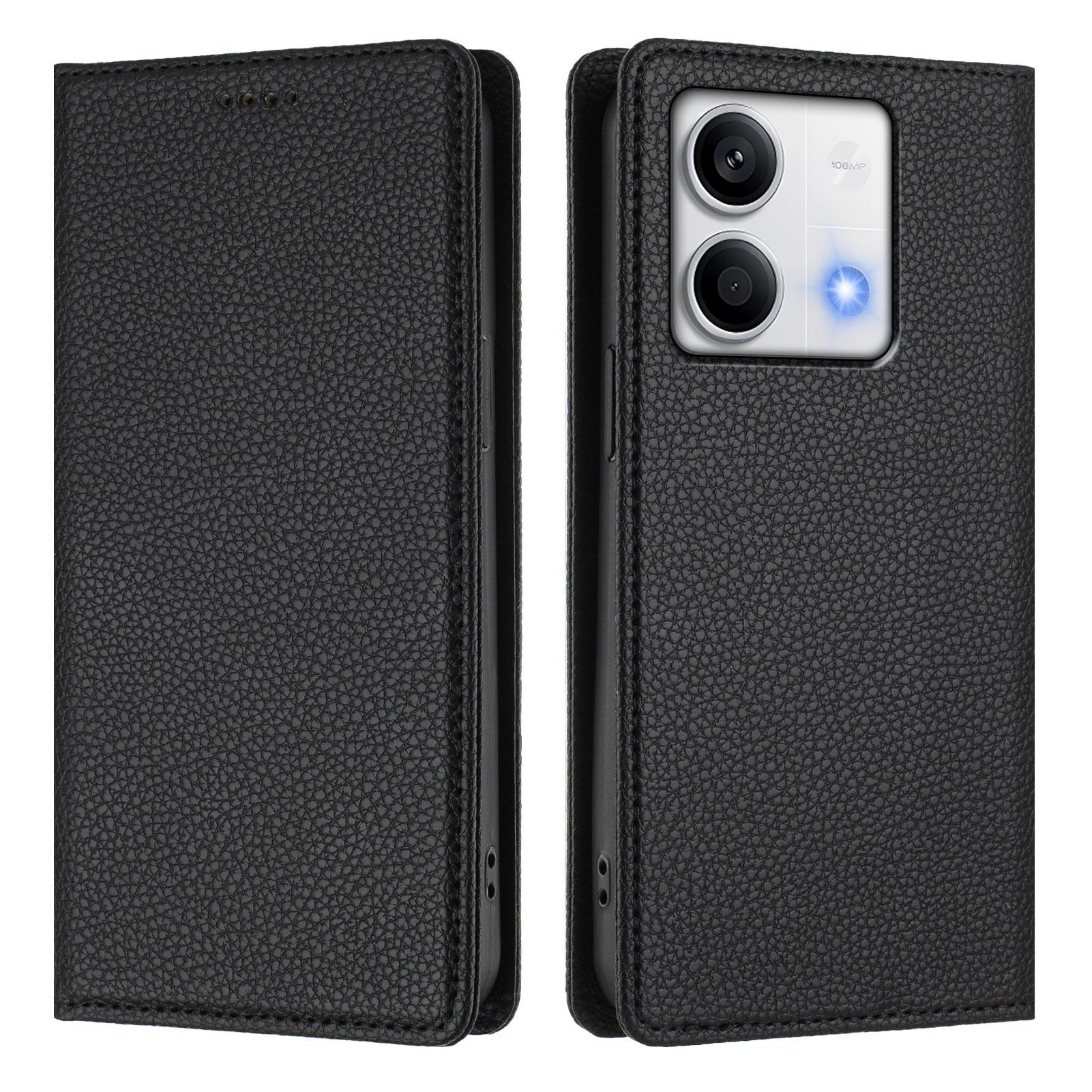 

For Xiaomi Redmi Note 13 5G (China)/Xiaomi Redmi Note 13 5G Wallet Case RFID Blocking Litchi Texture Leather Mobile Cover Black