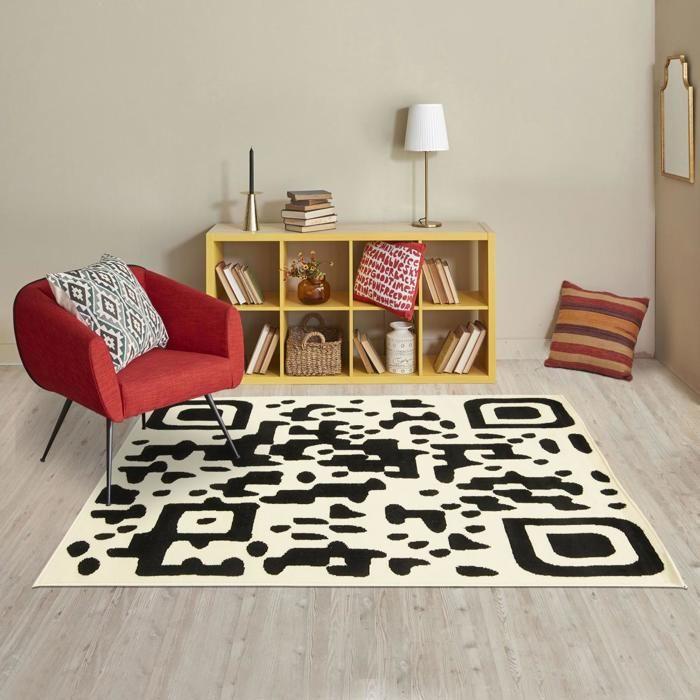Tapis design et moderne - 160x225 cm - BC QR CODE Noir - Polypropylène - UN AMOUR DE TAPIS