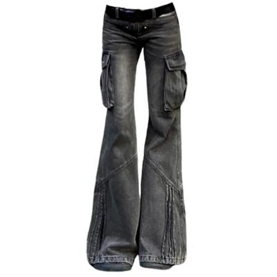 Pantalones de campana Retro americanos, pantalones vaqueros ajustados de cintura baja negros lavados acampanados, pantalones vaqueros cómodos a la moda para mujer, pantalones vaqueros Hiphop High Street