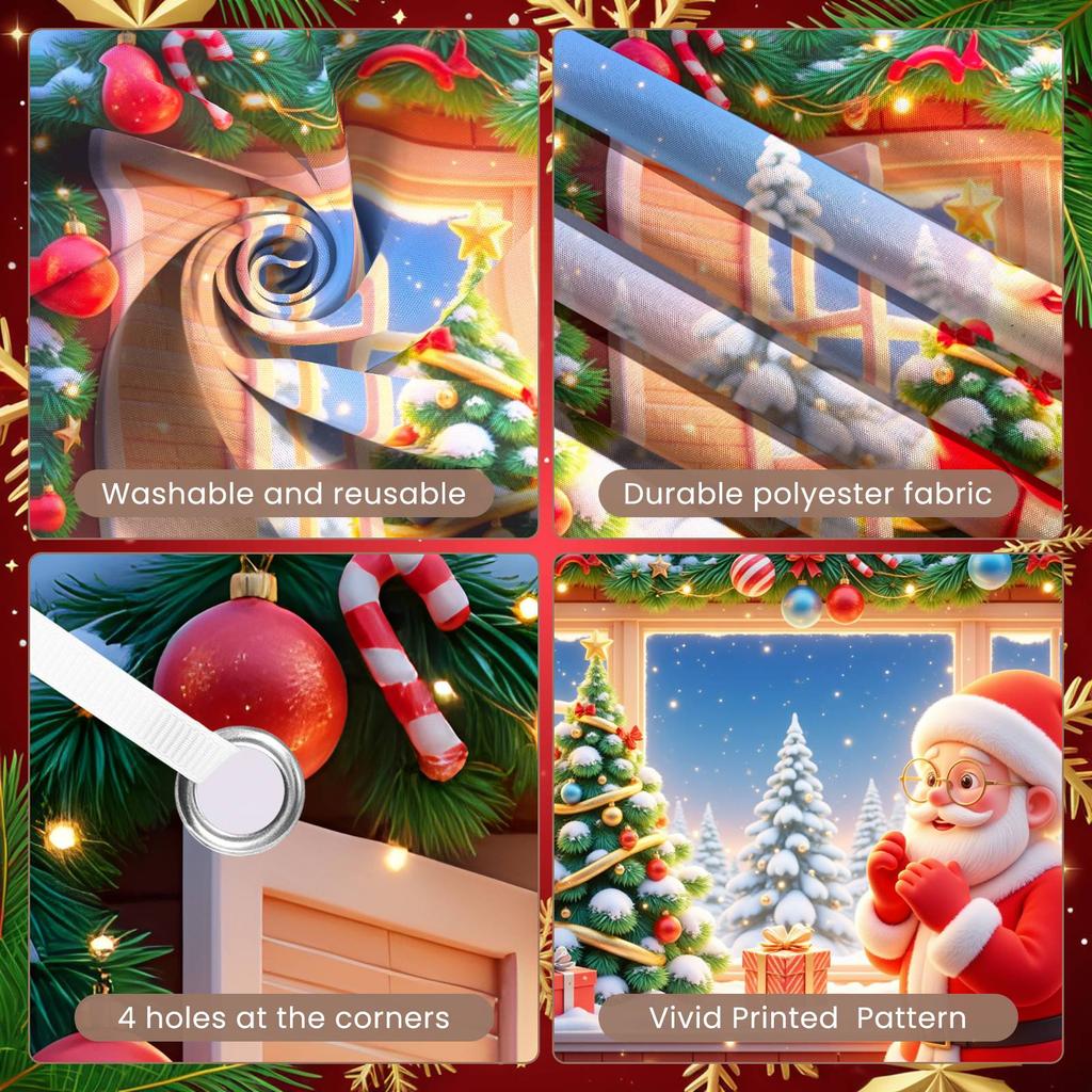 Xmas Backdrop Gold Ornament Holiday Background Festive Banner Red Bow Noel Backdrop For New Year Eve Home Indoor Christmas Photo