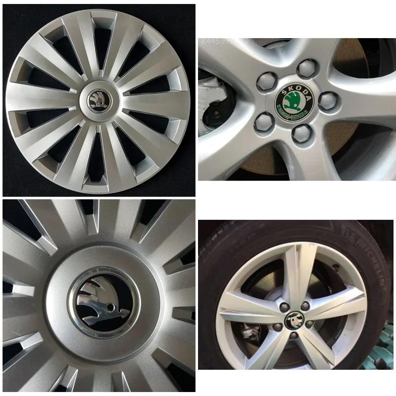 2025 Nové kovové středové krytky kol pro auto 56mm 60mm 65mm Styling pro logo Skoda Fabia Rapid Kodiaq RS Superb Kamiq Octavia A7 Tour Ye