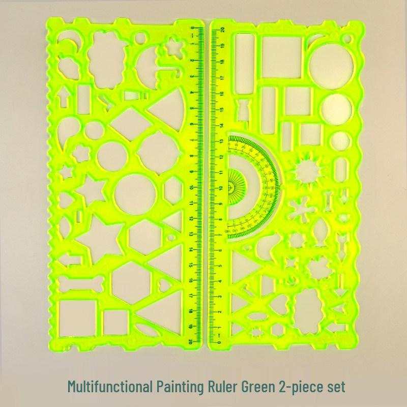 Multifunctional Kaleidoscope Ruler Set: Magic Hand-Painted, Thick Template, Straight Ruler, Protractor for Drawing and Painting No Specific Size