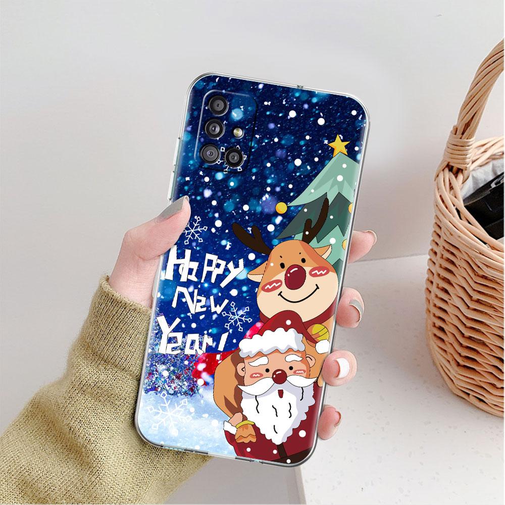 Průhledný kryt s červeným nosem losa a Santa Clausem pro Samsung Galaxy A52 A12 A51 A32 A21s A71 A32 A22 50 A70 A31 A72 5G