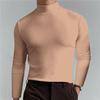 Camisa de manga larga ajustada para hombre con cuello alto, suave, elástica, capa base casual