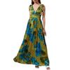 Boho Floral Print Deep V-Neck Wrap Maxi Dress Women 2026 High Waist Sleeveless Flowy Beach Vacation