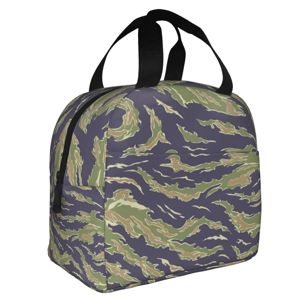 Tigerstreifen Camouflage Print Isolierte Brotdose Auslaufsicherer Thermokühler Lunchtasche für Männer Frauen Kinder Arbeitsweg Picknick