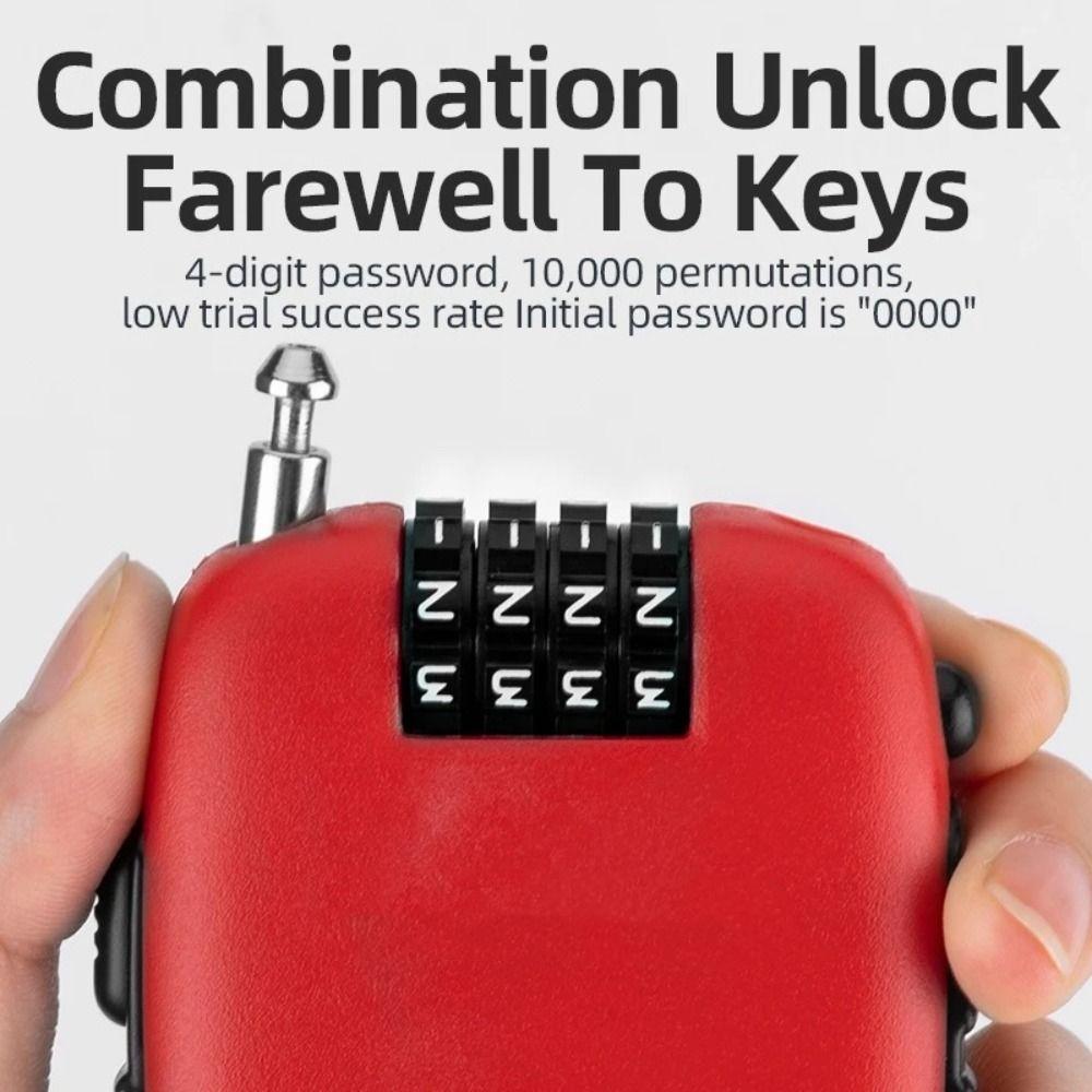 Retractable Motorcycle Helmet Lock 4 Digit Wheel Password Lock Coded Motorbike Padlock  Cycling