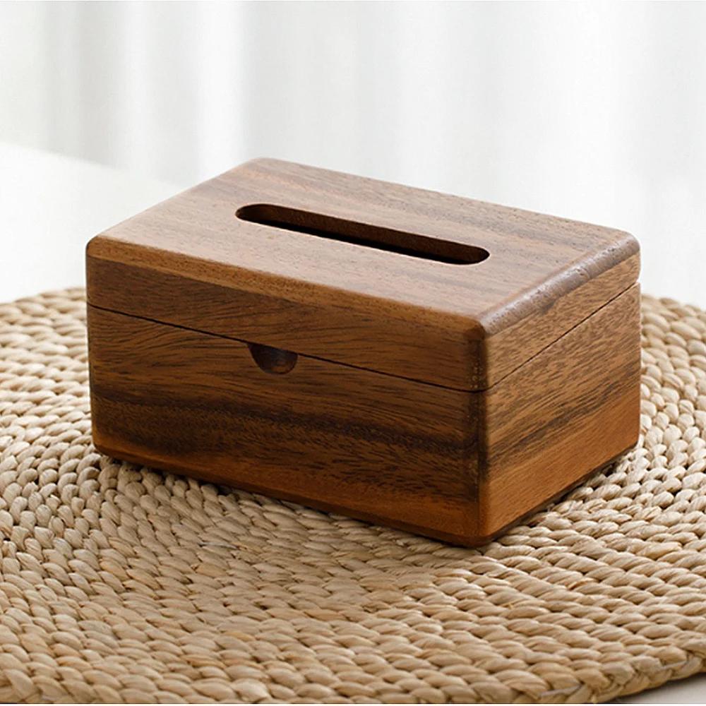 Black Walnut Tissue Dispenser Box Wooden Dining Table Paper Container Home Living Room Desktop Decoration Tissue Box